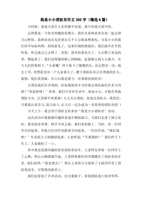 我是小小消防员作文300字(精选6篇)精编