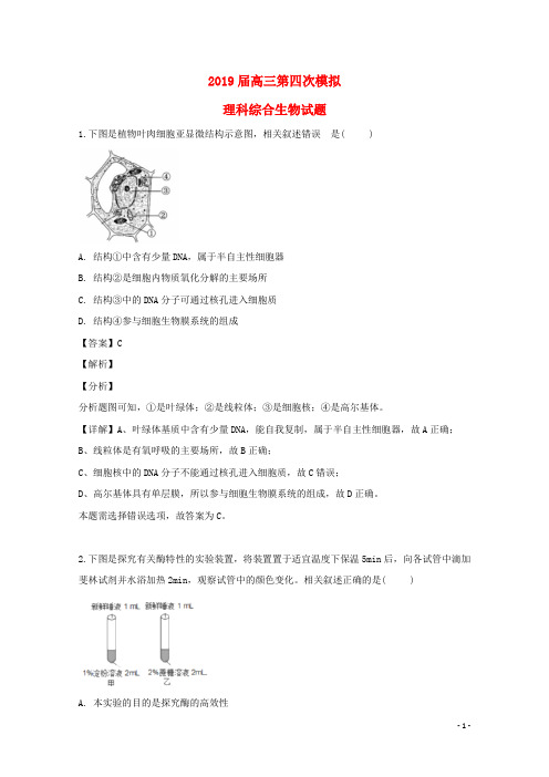 2019届高三生物四模考试试题(含解析) (2)