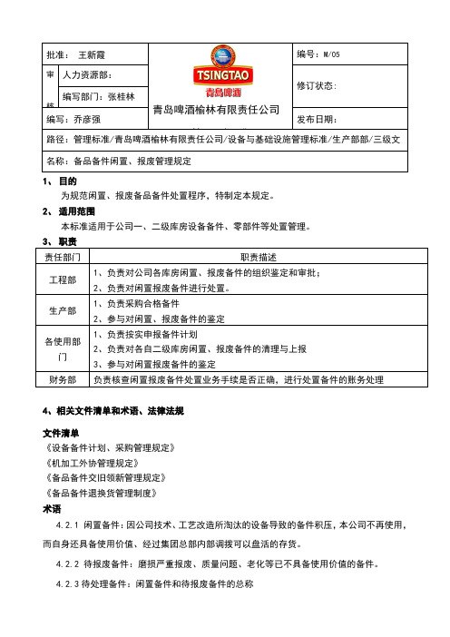 备品备件闲置、报废管理规定05