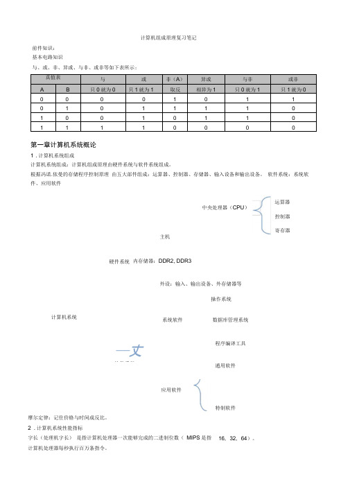 计算机组成原理复习笔记