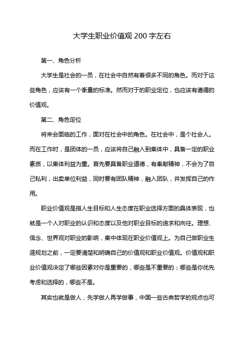 大学生职业价值观200字左右