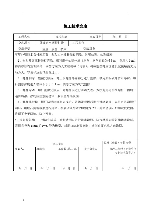 止水螺杆封堵-技术交底