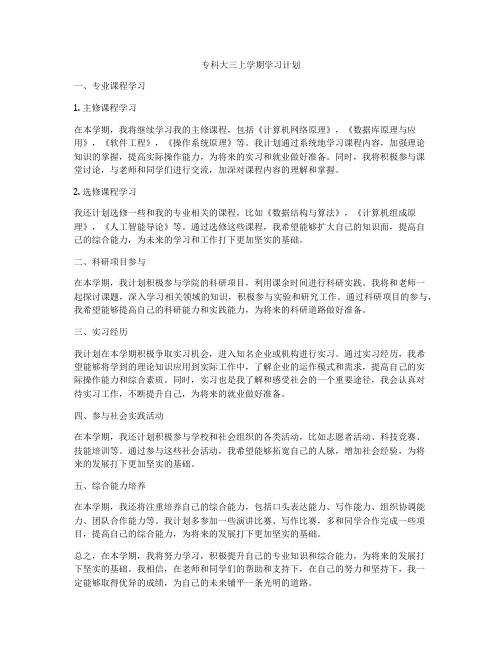 专科大三上学期学习计划