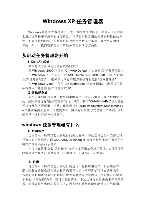 Windows XP任务管理器