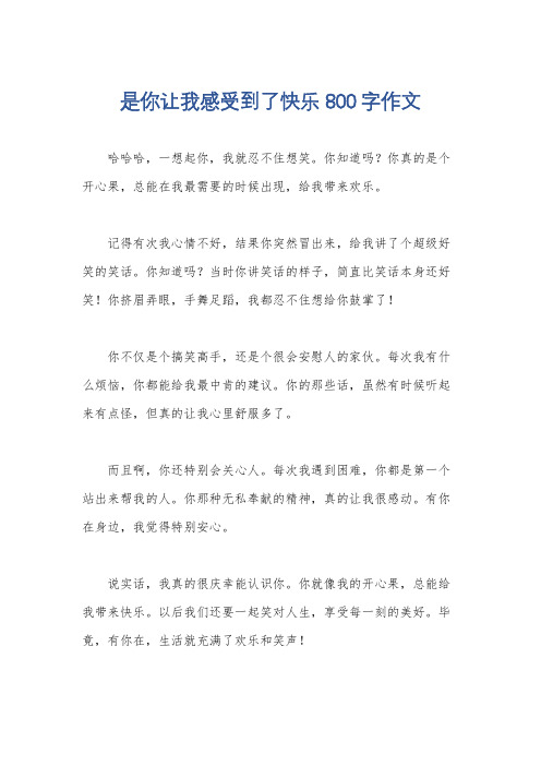 是你让我感受到了快乐800字作文