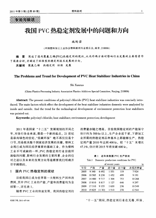 我国PVC热稳定剂发展中的问题和方向