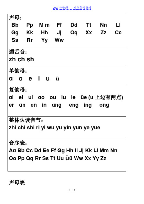 汉语拼音字母表及全音节表(打印版).