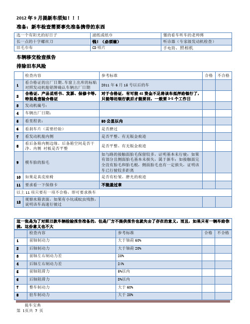 提新车宝典2012年9月电子表格