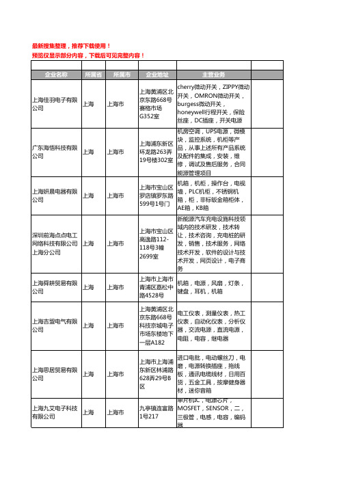 新版上海市电源工商企业公司商家名录名单联系方式大全401家