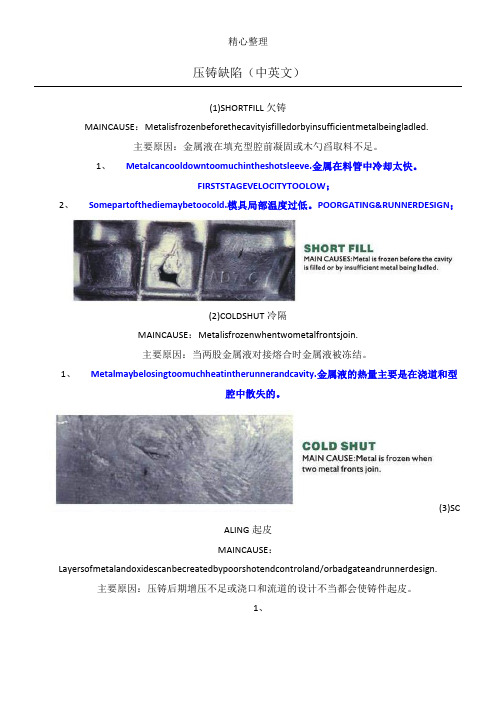 铝合金压铸缺陷原因分析(中英对照。含图片)