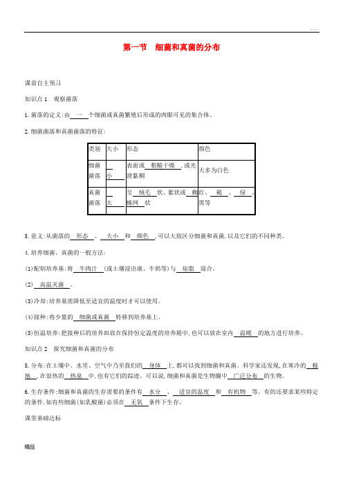 2020八年级生物上册 5.4.1 细菌和真菌的分布学案 (新版)新人教版