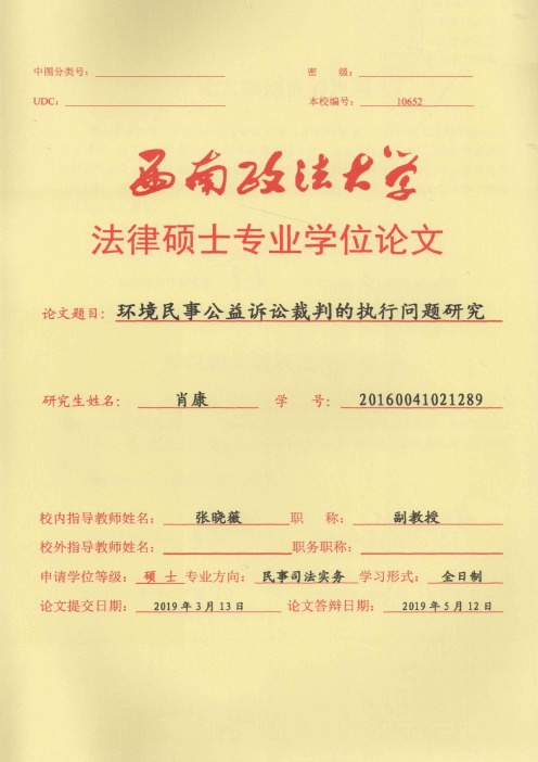 环境民事公益诉讼裁判的执行问题研究