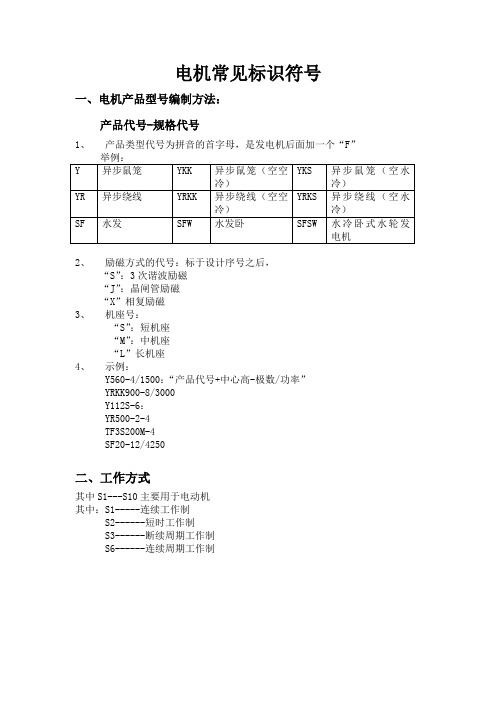 电机常规标识