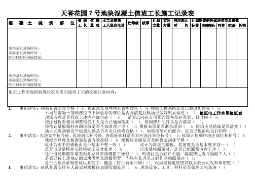 混凝土值班记录表