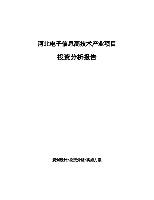 河北电子信息高技术产业项目投资分析报告