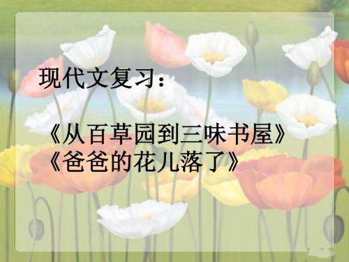 《从百草园到三味书屋》《爸爸的花儿落了》复习课件