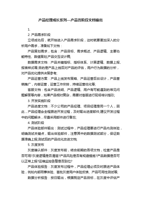 产品经理成长系列—产品各阶段文档输出