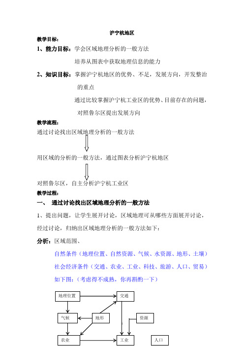 沪教版(上海)地理七年级第二学期-1.4  沪宁杭地区 教案    