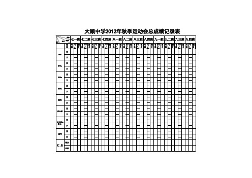 田径运动会成绩总记录表