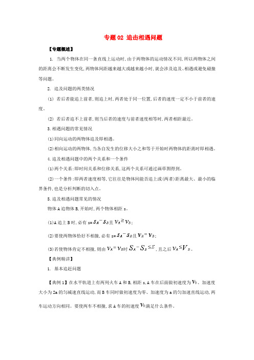 高一物理 力学专题提升 专题02 追击相遇问题.doc