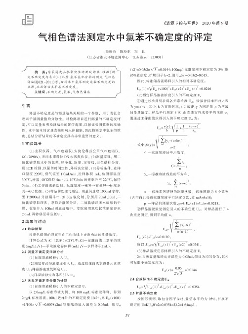 气相色谱法测定水中氯苯不确定度的评定