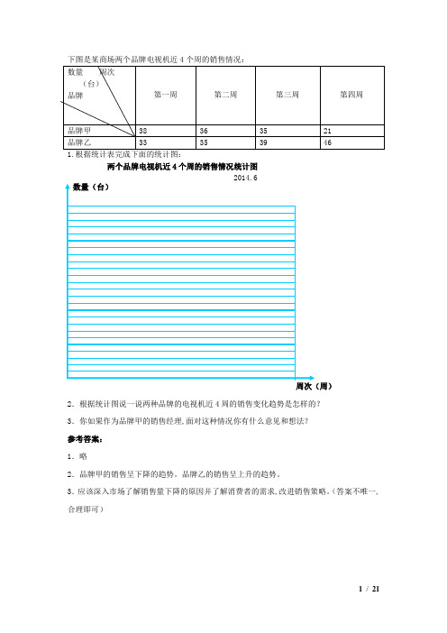 五年级数学下册第6单元复式统计图信息窗2练习题青岛版六三制