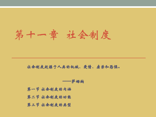 第十一章 社会制度 《社会学概论》PPT课件