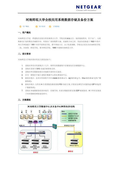 河南师范大学全校应用系统数据存储及备份方案