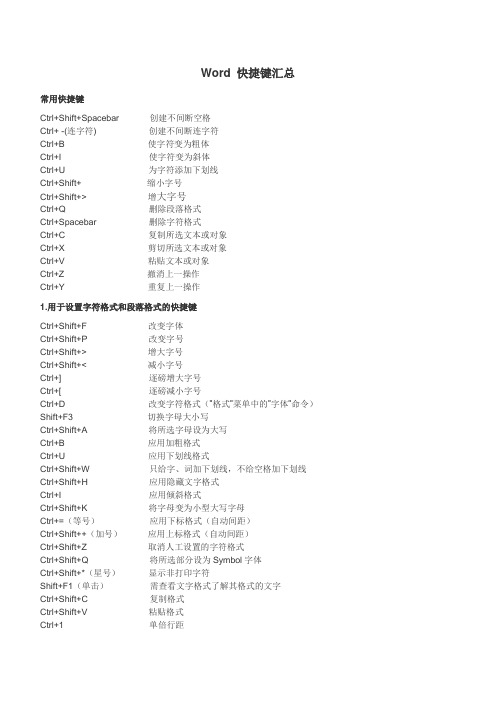 word快捷键大全(个人收藏版)