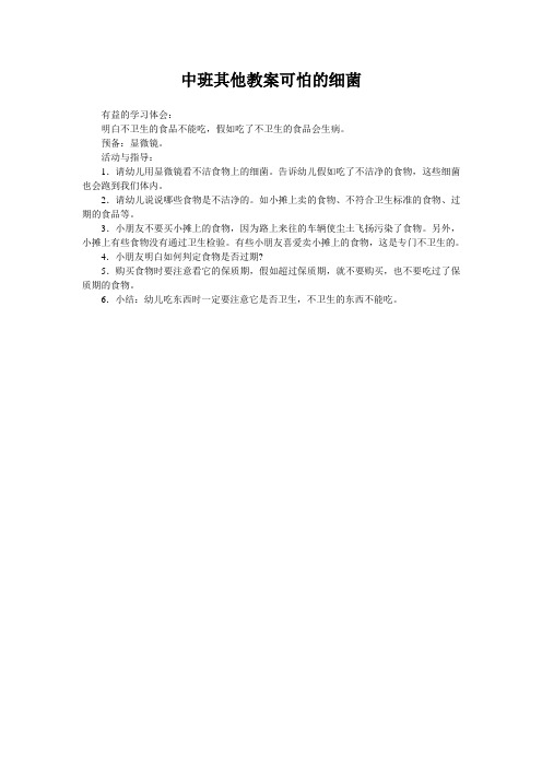 中班其他教案可怕的细菌