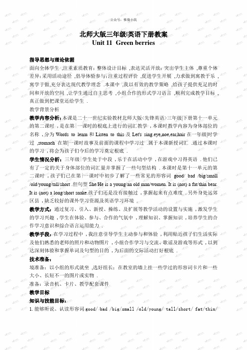 北师大【一起】小学英语三下册《Unit 11 Green berries》教案 (8)