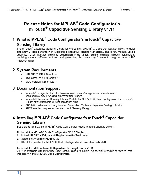 Microchip MPLAB X Code Configurator mTouch Capacit