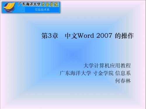 大学计算机应用基础-第3章 中文Word 2007 的操作