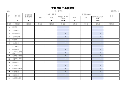 管理费用支出核算表