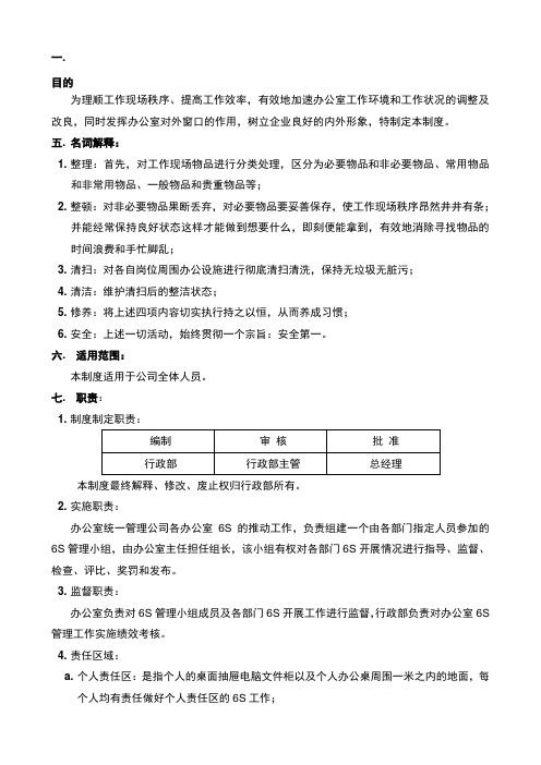 办公室6S管理制度(山东永华机械有限公司限公司)