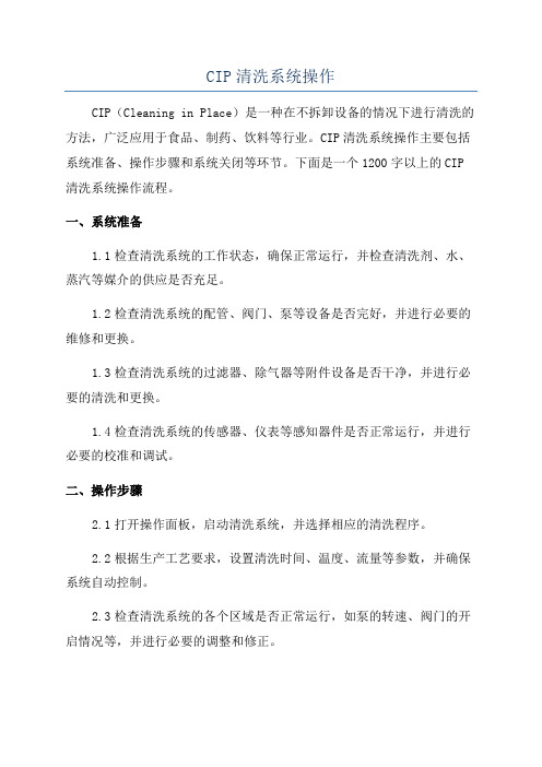 CIP清洗系统操作