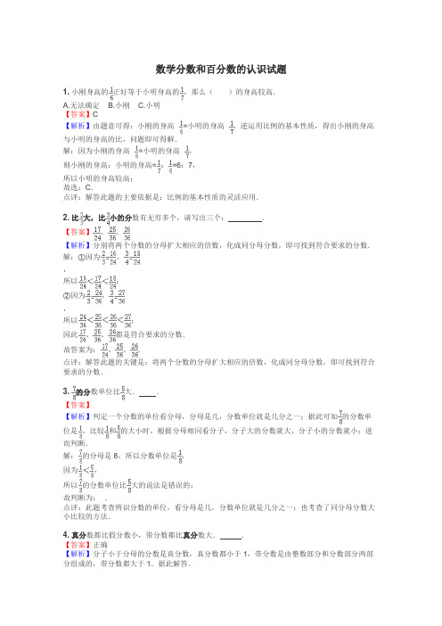 数学分数和百分数的认识试题
