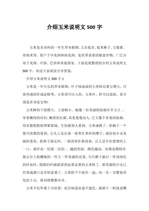 (说明文)介绍玉米说明文500字