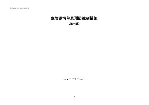 设备检修危险源清单及预防控制措施