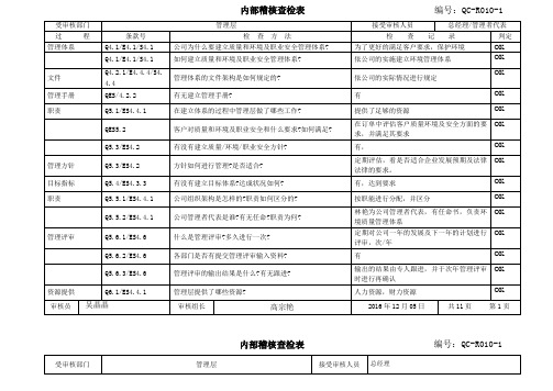 内部稽核查检表(无生产)范本