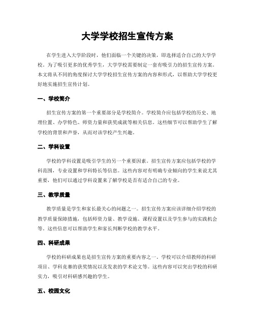 大学学校招生宣传方案