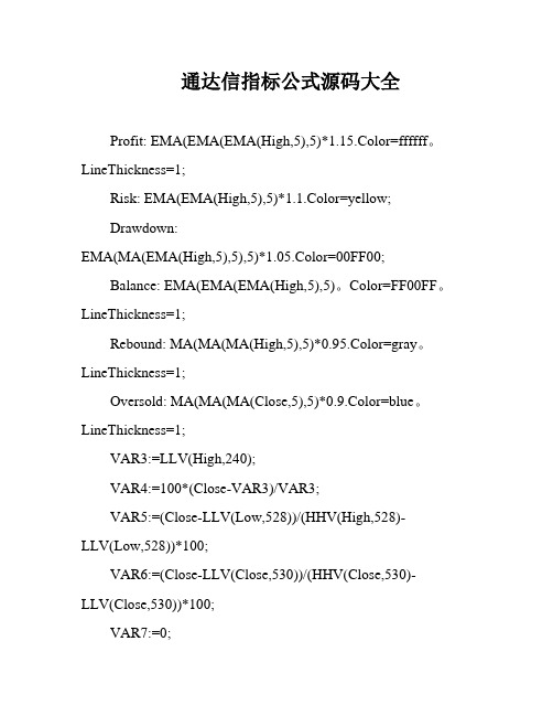 通达信指标公式源码大全