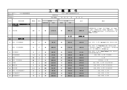 装修公司标准预算表(详表)