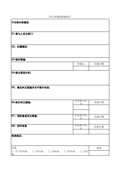 纠正预防措施报表