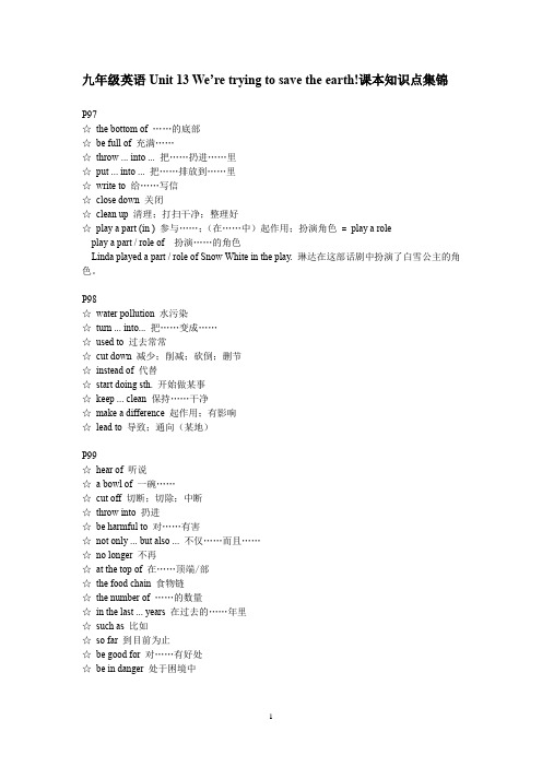 人教版九年级英语Unit 13课本知识点集锦