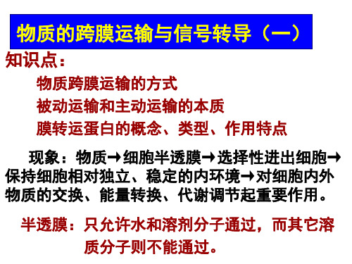 物质的跨膜运输与信号转导(一)