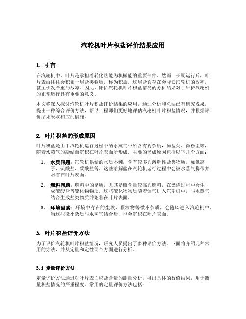 汽轮机叶片积盐评价结果应用