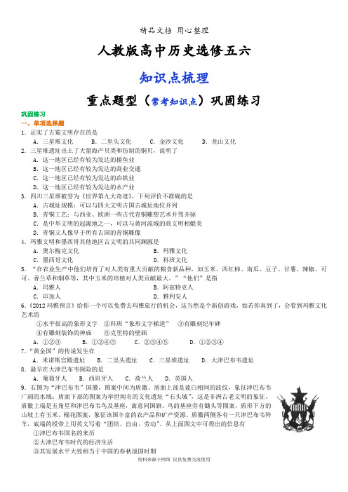 人教版高中历史选修五六[02重点题型巩固练习]探索历史的奥秘(下)