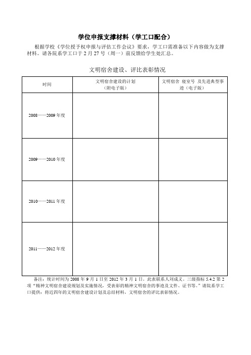 学位申报支撑材料(学工口汇总表)