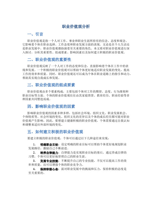 职业价值观分析